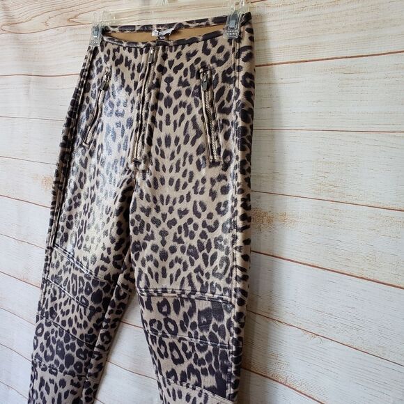 Mistress Rocks Los Angeles Stretch Leopard Paneled High Rise Leggings Small - Picture 2 of 10